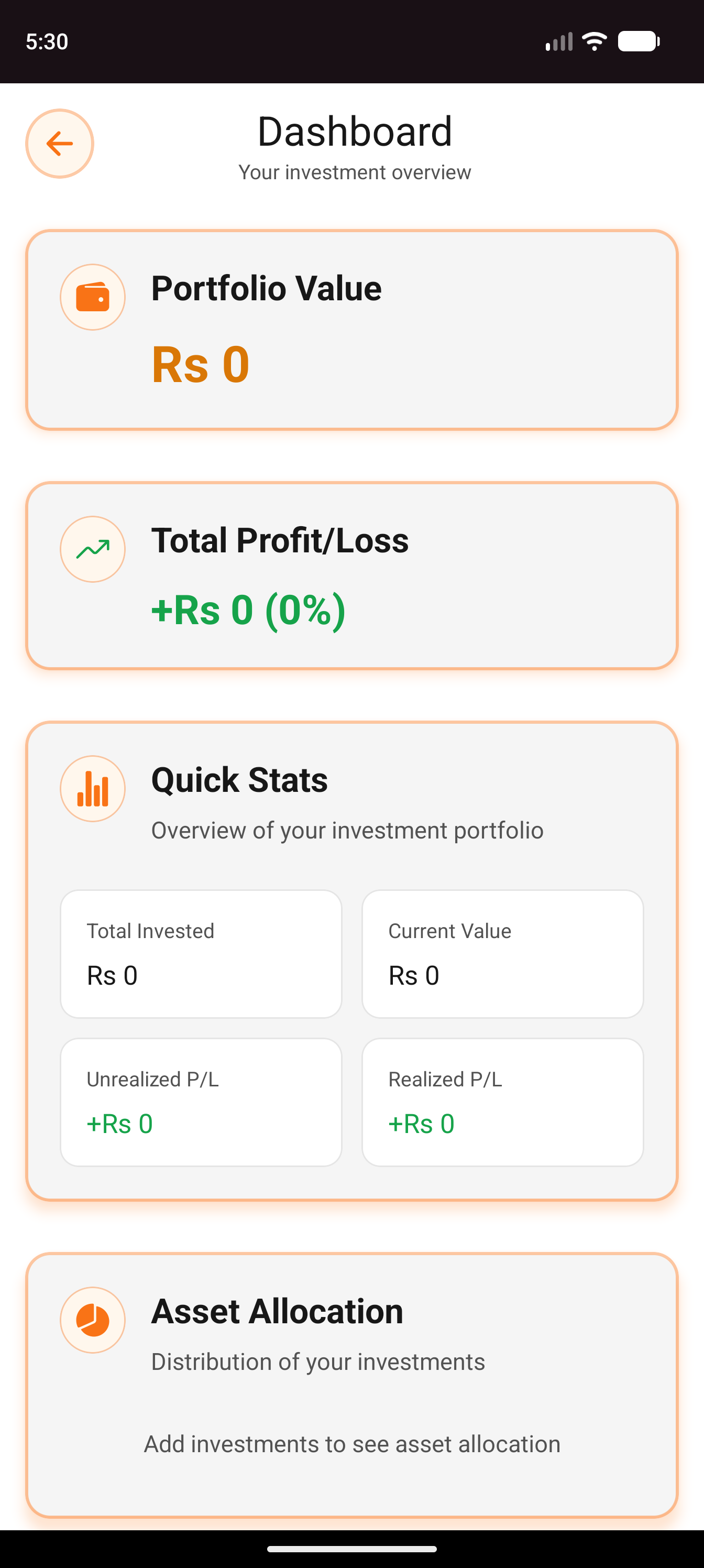 FIRE Tracker real app screenshot — Android: Portfolio Dashboard